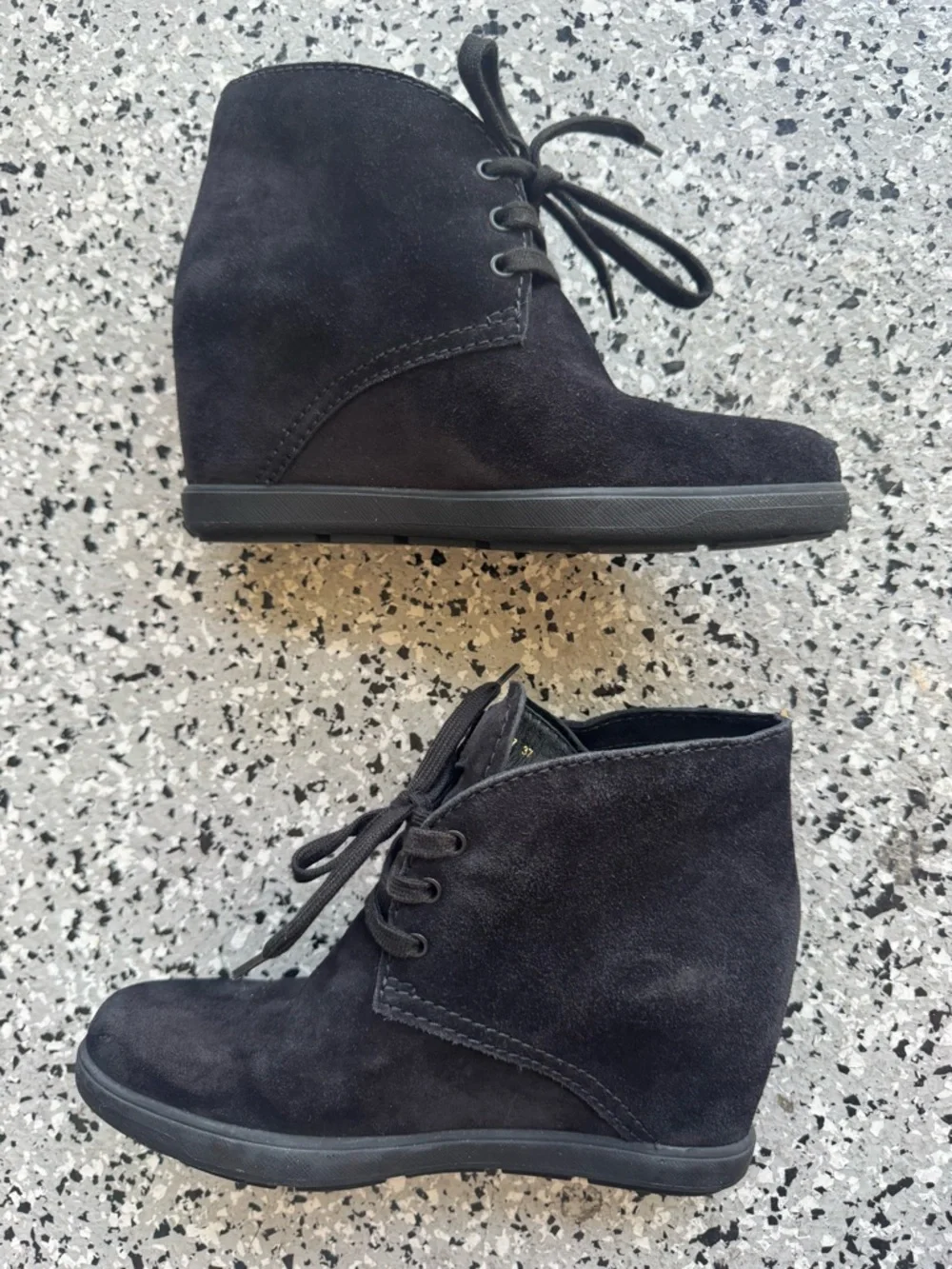 Prada suede black hidden wedge ankle boots women’s 37 pre owned - Picture 3 of 10